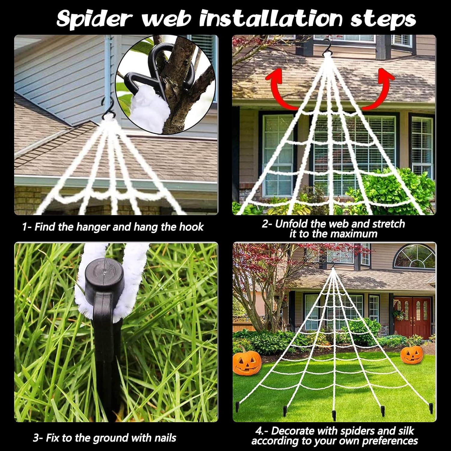 Ayieyill 200" Giant Spider Web with 49" Furry Spider photo 5