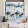 thumbnail image 2 of Watercolor Modern Art Curtain Valances Set Gold Blue Blooming Effect Kitchen Curtains 24&nbsp;inch Length Rod Pocket Valance and Tiers 3 Piece Set Small Bedroom Bathroom Laundry Decor, 2 of 9