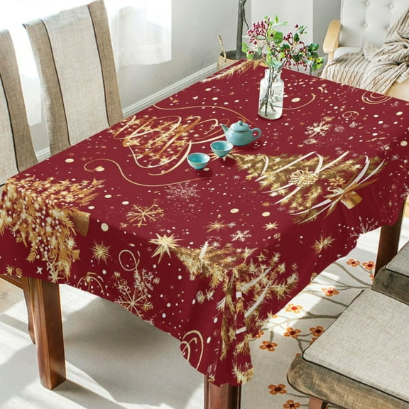 BZSMCE Square Tablecloth Christmas Trees with Sonwflake Pattern Pattern Tableclothes