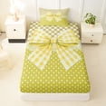 thumbnail image 3 of Erosebridal Girls Yellow Plaid Bowknot Twin Sheet Sets 3pcs,Teens Vintage Polka Dots Flowers Bedding,Super Cozy Room Decor, 3 of 5