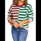 thumbnail image 1 of Suéteres de Punto con Rayas de Colores y Cuello Redondo para Mujer, Ideales para Looks de Otoño A Verde S, 1 of 10