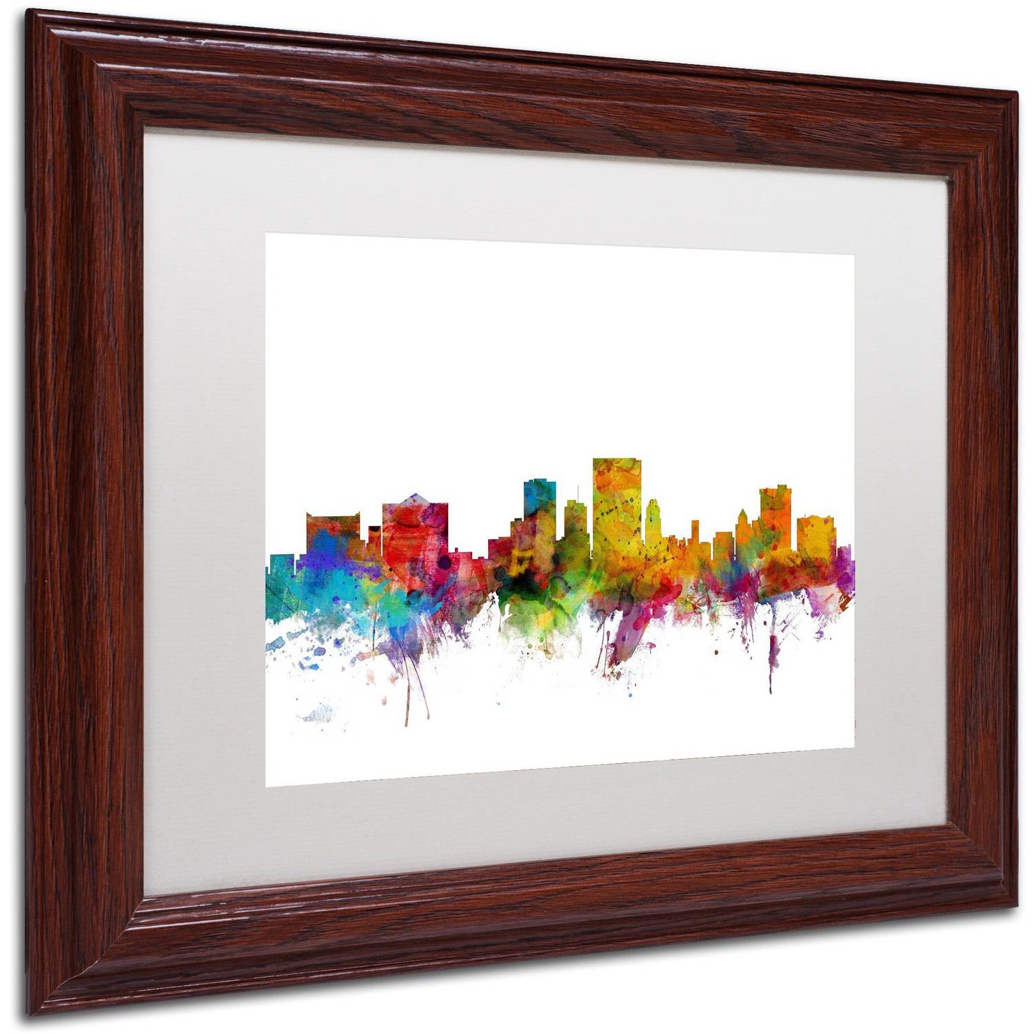 Trademark Fine Art 'El Paso Texas Skyline' Canvas Art by Michael Tompsett, White Matte, Wood Frame