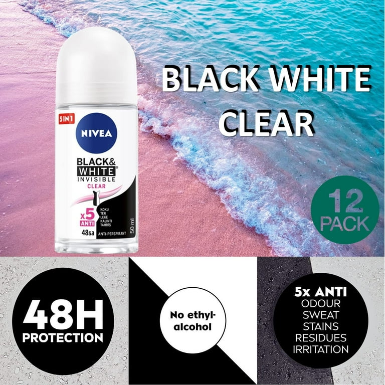 NIVEA Invisible Black And White Clear Roll On Deodorant, 50Ml