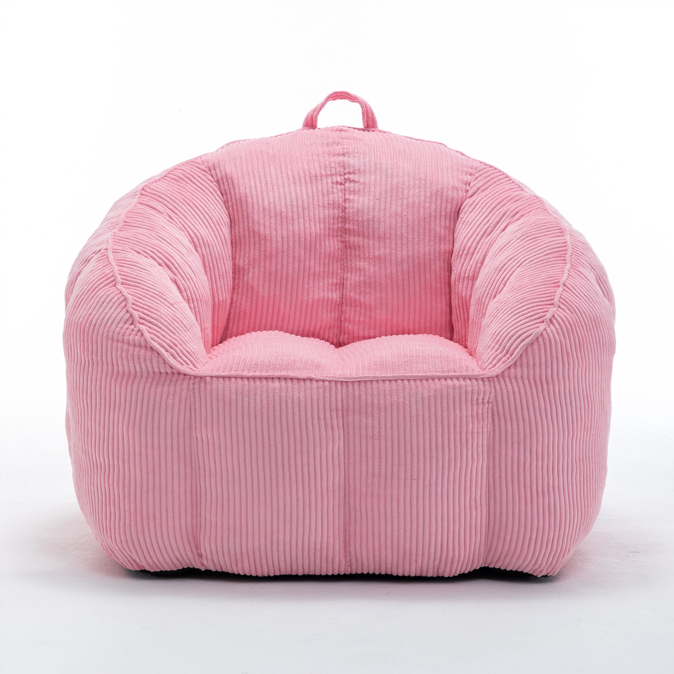 Noble House Revon Giant Corduroy Bean Bag Chair with Armrests, Cozy Memory Foam Lounge Couch for Living Room, Pink