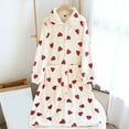 thumbnail image 1 of Robes For Women Fuzzy Button Down Heart Robe With Collar Ankle Length Robes For Women Shower Robe For Women Search This Page, 1 of 9