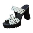 thumbnail image 2 of GERsome Women's Chunky Block Heels Sandals Polka Dot Strap Open Toe Platform Slip-On Dress Shoes for Wedding Party Prom White Size 7, 2 of 9