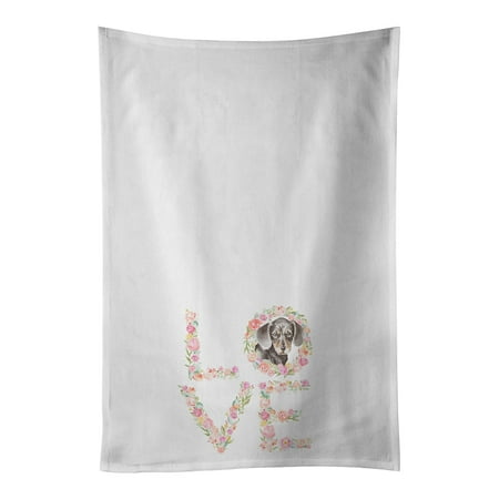 

Dachshund #5 LOVE White Kitchen Towel Set of 2 19 in x 28 in