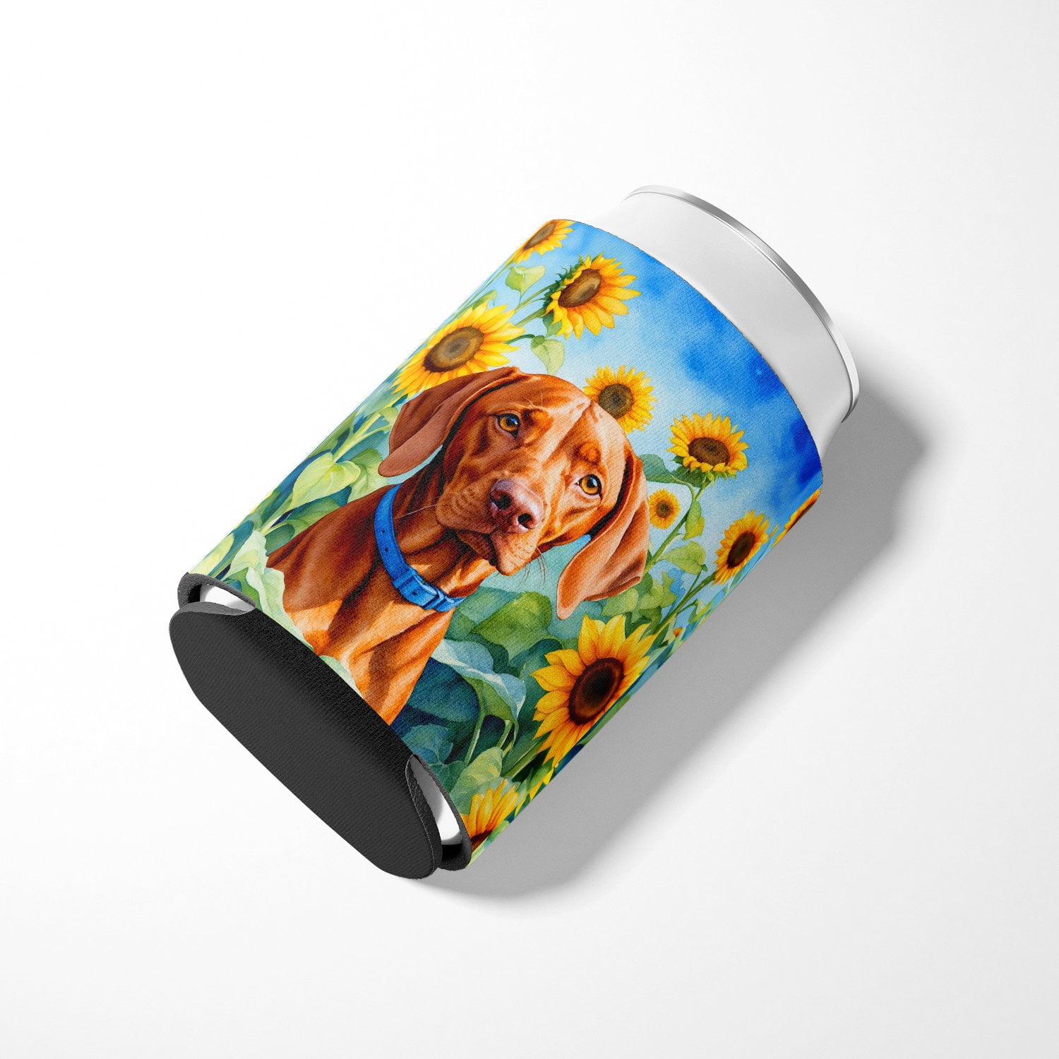 Vizsla in Sunflowers Can or Bottle Hugger 3 in x 5 in