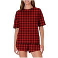 thumbnail image 1 of Pijama informal holgado con estampado de cuello redondo y manga corta para mujer, de poliéster, 1 of 5