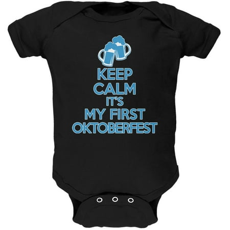 Oktoberfest Keep Calm First Funny Black Soft Baby One Piece