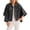 Black, variant on EANJE Women Cropped Denim Jacket, Batwing Short Sleeve Button Down Casual Outerwear Blue XL