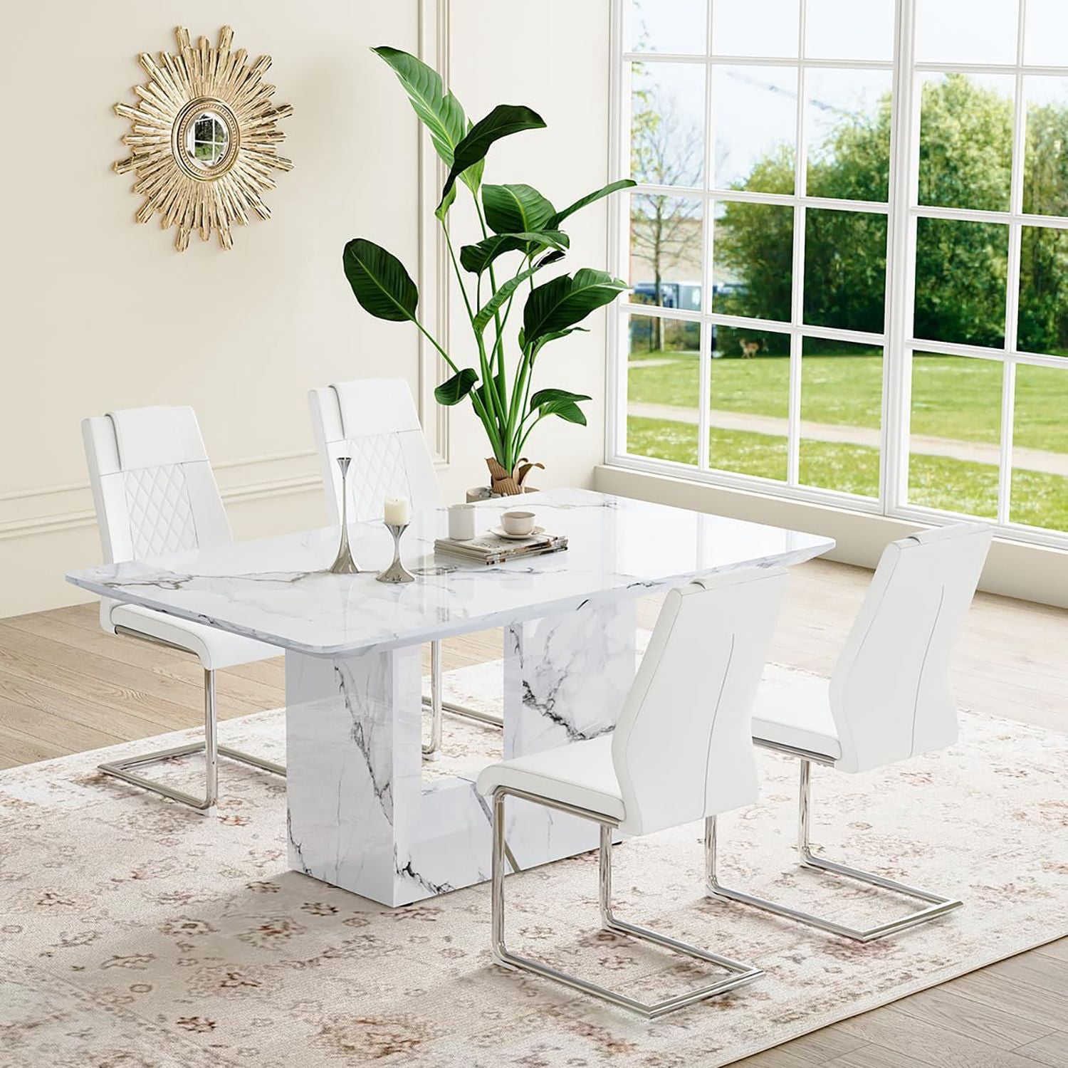 Table+4 White Chairs