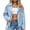 Sky Blue, variant on cocolona Plus Size Jackets for Women Fall Trendy Zipper Long Sleeve Leather Biker Jacket Vintage Classic Oversized Coat