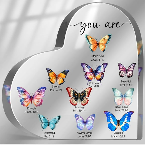 Christian Gifts for Women, Encouragement Present for Sister Mom, Inspirational Gifts with Bible Verse and Prayers Decor, Christian Prayer Home Desk Butterfly Decor Tabletop Plaques