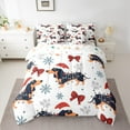 thumbnail image 2 of Manfei Cartoon Dachshund Kids Bedding Comforter Set 7 Pieces, Merry Christmas Full Bedding Set, Fashion Bowknot Snowflake Reversible Fitted Sheet Flat Sheet, Microfiber Bedroom Decor, 2 of 7