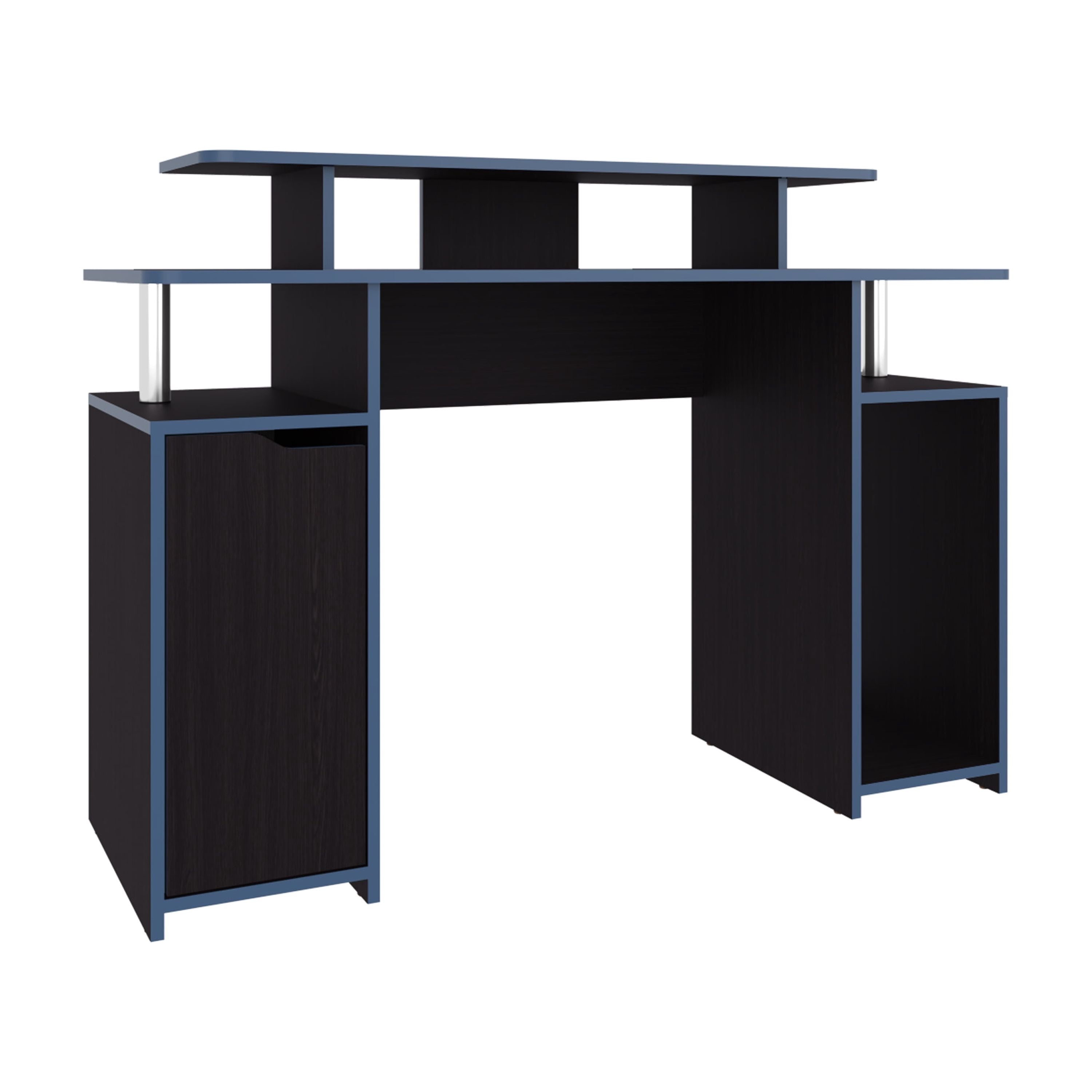 Astoutdoor 47" Wide 2-Tier Gamer Desk with Three Shelves and PC Tower Stand, Black