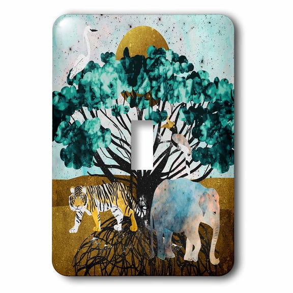 3dRose, Jungle Animals and Banyan Tree Watercolor, single toggle switch