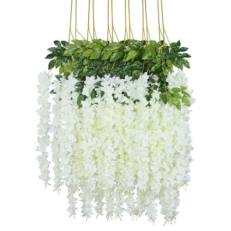 12 Piece 3.6' Artificial Silk, Wisteria Vine Ratta Hanging Flower Garland String for Home Party Wedding Decor,