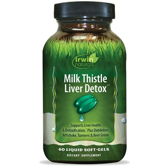 Irwin Naturals Milk Thistle Liver Detox - 60 Liquid Softgels - Supports Liver Health with Dandelion, Artichoke, Turmeric & Green Beet Root