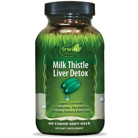 Irwin Naturals Milk Thistle Liver Detox - 60 Liquid Softgels - Supports Liver Health with Dandelion, Artichoke, Turmeric & Green Beet Root