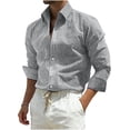thumbnail image 3 of Ceisia Men's Slim Fit Long Sleeve Striped Button-Down Shirt Casual Summer Beach Top Black L Gifts, 3 of 5