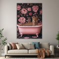 thumbnail image 6 of Mudket Framed Leopard in Pink Bathtub Canvas Wall Art, Floral Bathroom Wall Decor, Cute Trendy Art Ready to Hang - 12"L x 8"W, 6 of 10