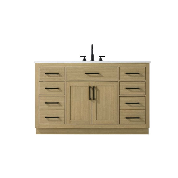 Elegant Kitchen and Bath Alden 54 inch Single Bathroom Vanity in Honey Brown