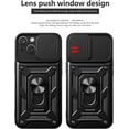 thumbnail image 2 of for Apple iPhone 15 Case with Slide Camera Cover for Men, Military Grade Drop Phone Cover Case with Ring Kickstand for iPhone 15 SJ Red, 2 of 10