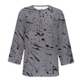 thumbnail image 4 of T-Shirts pour Femmes, T-Shirt Imprimé à Boutons Manches 3/4 pour Femmes, Haut Ample, 4 of 4