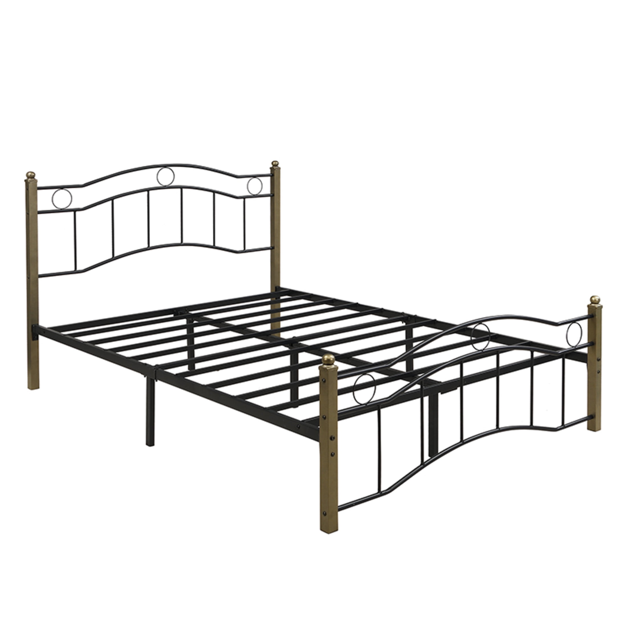 Christopher Knight Home Contemporary Full Size Metal Bed Frame with Wavy Headboard and Footboard, Black+Gold