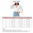 thumbnail image 2 of Women Blouse V Neck Pleated Shoulder Long Puff Sleeve Button Waist Shirred Back Hem Blouse White S, 2 of 3