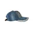 thumbnail image 4 of Top Headwear Dog Mom Paw Rhinestone Distressed Denim Baseball Cap - Denim, 4 of 4