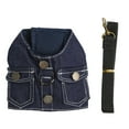 thumbnail image 1 of Dog Denim Jacket Harness, Vest Design Tight Fit Dog Jean Harness Prevent Neck Strains  For Pet Dark Blue L, 1 of 8