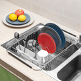SANNO Adjustable Dish Rack, Expandable Drainer Over Sink with Utensil ...