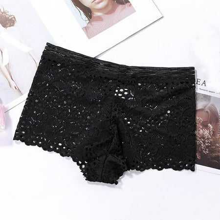 

Sexy Transparent Full Lace Panties Mid-Waist Cute Women Underwear Sexy Lace Panties Seamless Boyshort