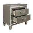 thumbnail image 4 of Glamorous Silver-Gray Metallic Finish Bedroom 4pc set Queen Size Platform Bed with Footboard Storage LED Headboard, 4 of 7