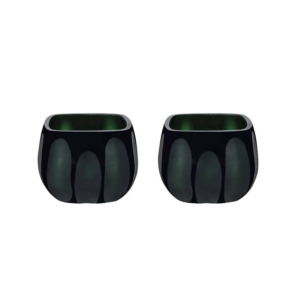 Aspen Creative 16008-2 Green Glass Votive Candle Holder 3-1/2" Length x 3-1/2" Width x 2-3/4" Height, 1 Pack