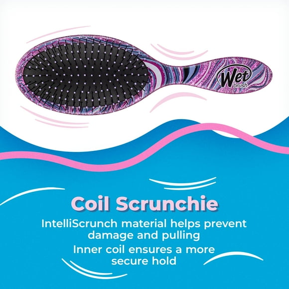 Wet Brush Original Detangler and Coil Scrunchie Swirl Style Gift Kit - Pain-Free Hair Accessories for All Hair Types Reducing Effort Pain and Breakage