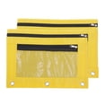 thumbnail image 1 of Unique Bargains Oxford Cloth Mesh Zipper Binder Pencil Case, Yellow, 2 Pack, 1 of 7