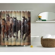 JOOCAR Modern Home Animals Horse Bathroom Shower Curtains Frabic Waterproof Polyester Bath Curtain With Hook 72X72inch