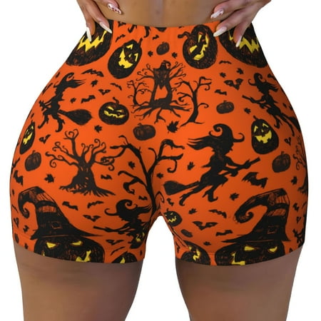 Workout Shorts Women  Halloween3 Biker Shorts for Women Running Gym Spandex Shorts Tummy Control