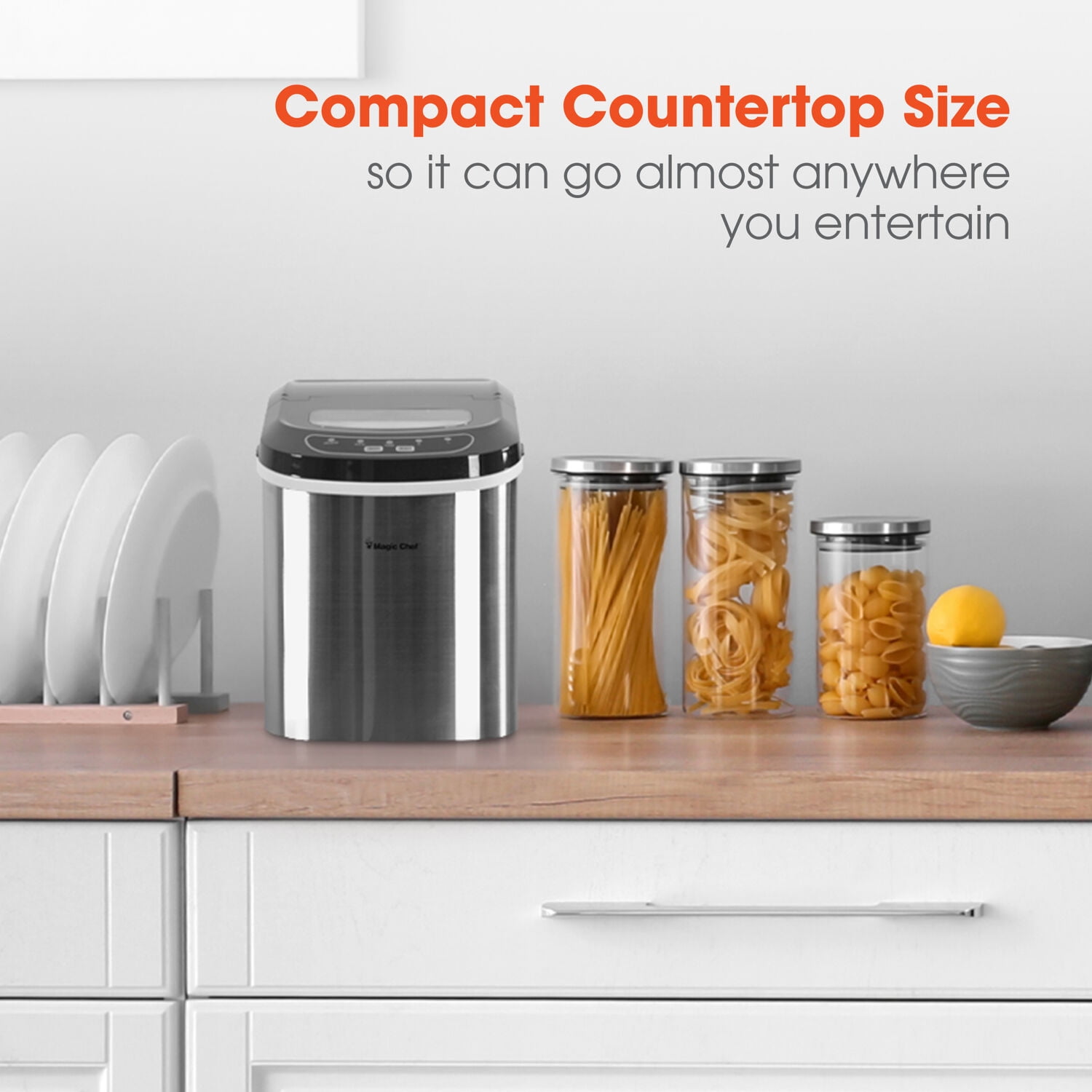 Magic Chef 27-Lb. Portable Countertop Ice Maker in Stainless Steel