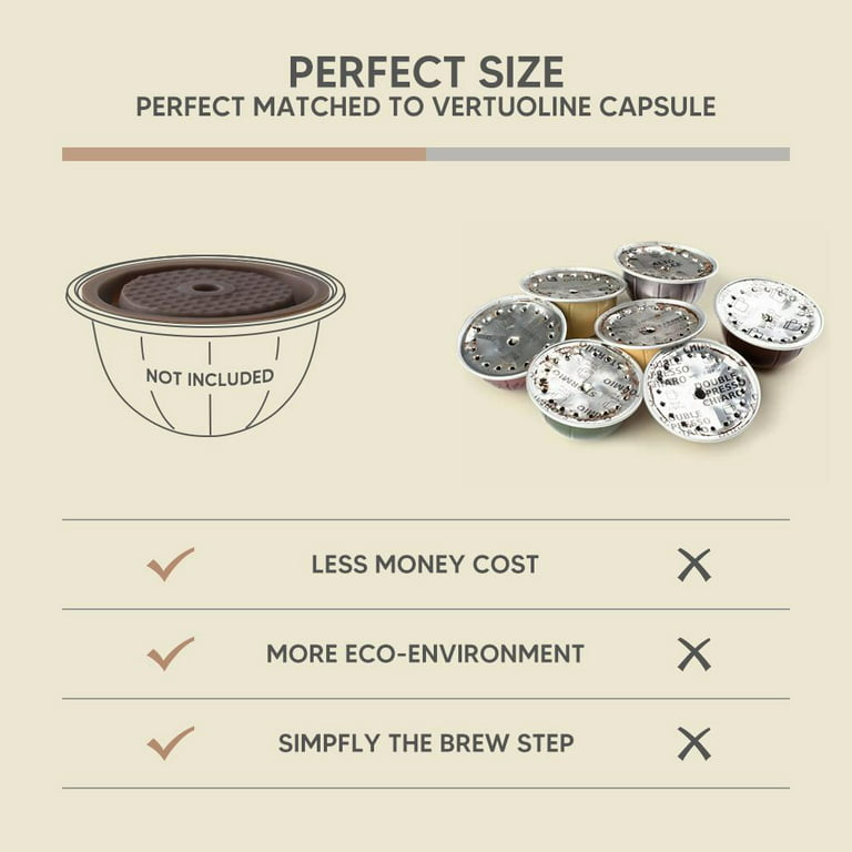 ICafilasReusable Coffee Capsules, Refillable Vertuo Pods Compatible with  Nespresso Vertuoline GCA1 and Delonghi ENV135