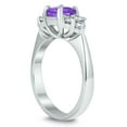 thumbnail image 2 of SZUL Women's Princess Cut 6X6MM Amethyst and Diamond Duchess Ring in 10K White Gold, 2 of 4