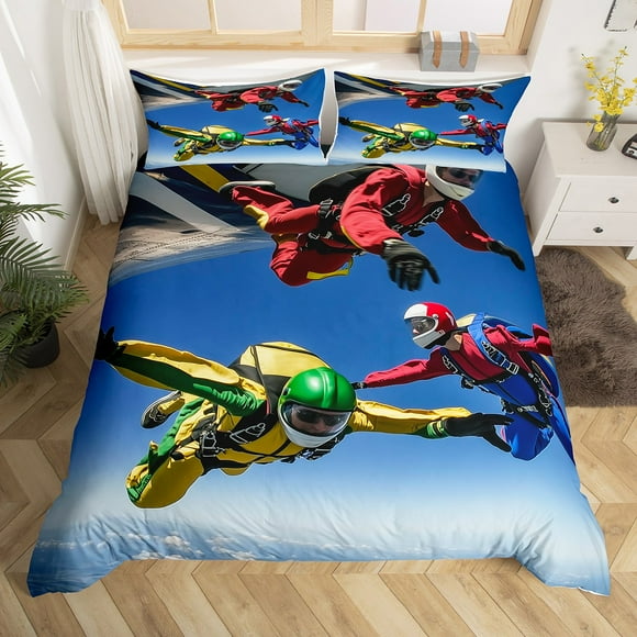 Erosebridal Parachute Duvet Cover Toddler, Extreme sports Bedding Sets Toddler Size, Boys Adults, 2-Piece（No Comforter）