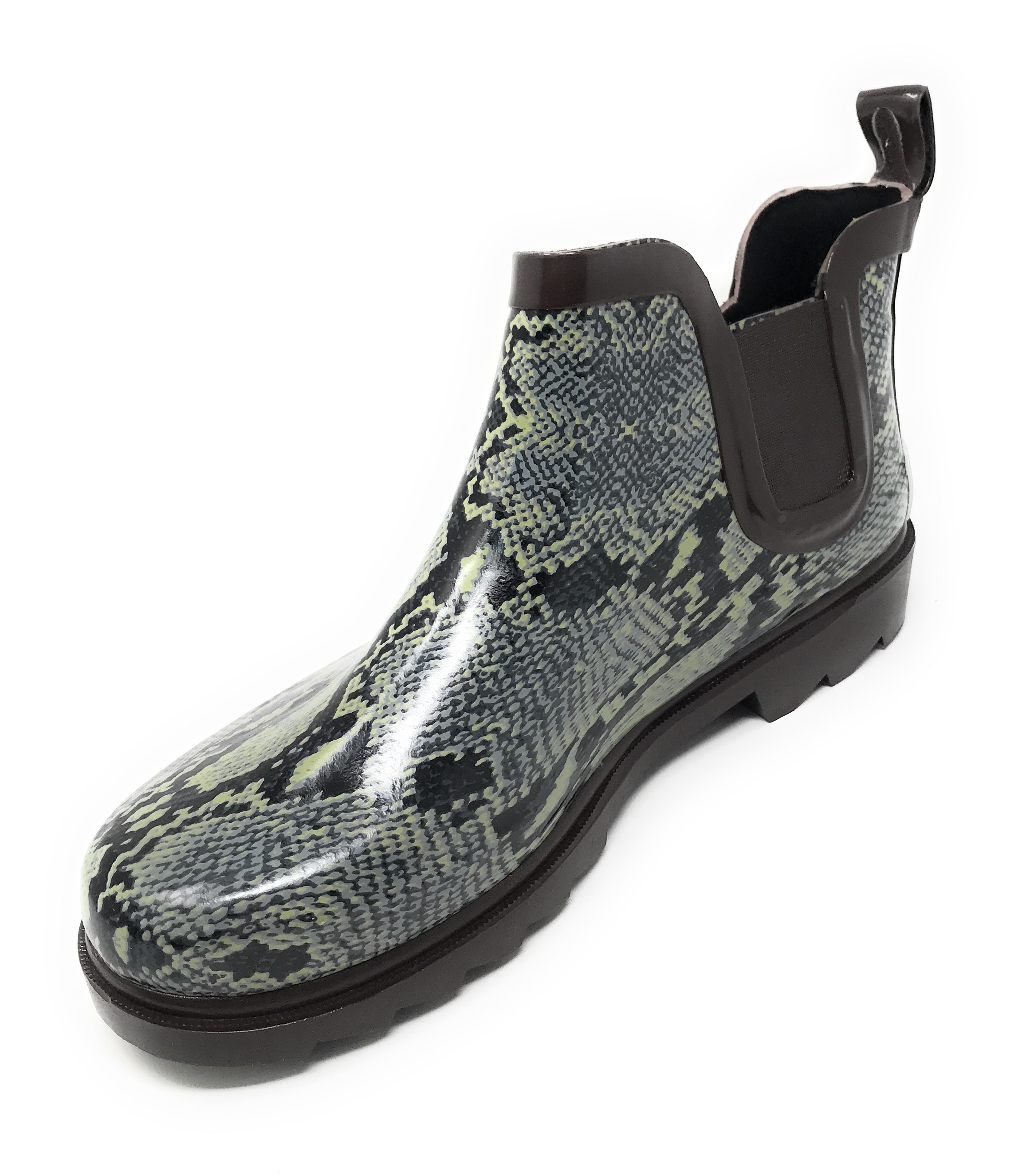 Forever Young Women's Pull Up Snake Skin Print Chelsea Rain Boots