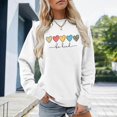 thumbnail image 2 of Daznico Women's Classic Ribbed Crew Neck Pullover Sweatshirt Multi Pattern Heart Graphic Drop Shoulder Long Sleeve Soft Loose Top for Daily,M, 2 of 4