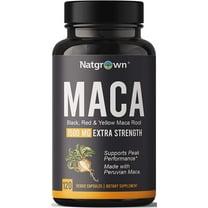 Natgrown Maca Root Powder Capsules 1500mg Black Red Yellow Maca, Vegan Pills - 120 ct