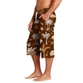 thumbnail image 5 of Mens Swim Trunks Men's Casual Resort Hawaiian Print Drawstring Cropped Capri Pants Summer Beach Swim Trunks with Elastic Waist Quick-Dry Shorts for Vacation Travel Coffee L, 5 of 9