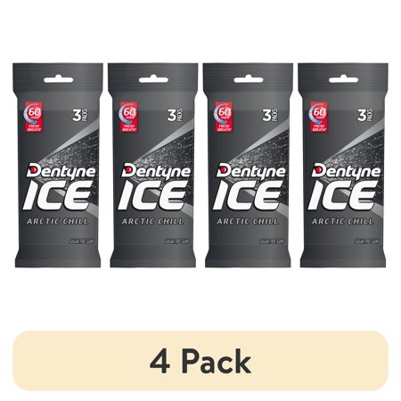 (4 pack) Dentyne Ice Arctic Chill Sugar Free Gum, 3 Packs of 16 Pieces (48 Total Regular Size Pieces)